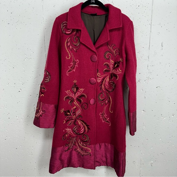 CoVelo Jackets & Coats Coveli Size Small Red Pink Wool Mid Length